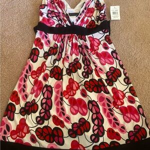 B Darlin Dress Mid 2000s Red Pink Floral Dress 3/4 Brand New